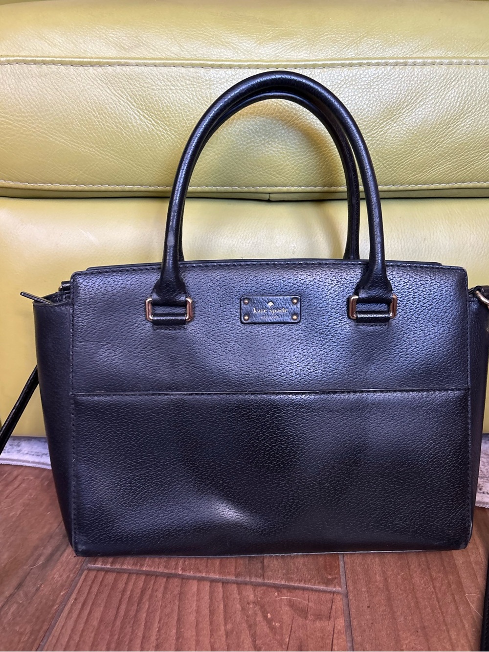 Kate Spade New York Black Leather Satchel Crossbody Shoulder Bag
